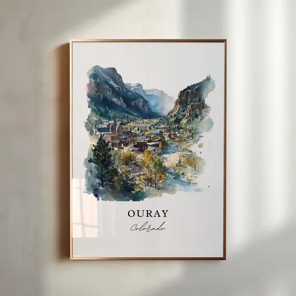 Ouray, CO Watercolor Travel Poster Art Print