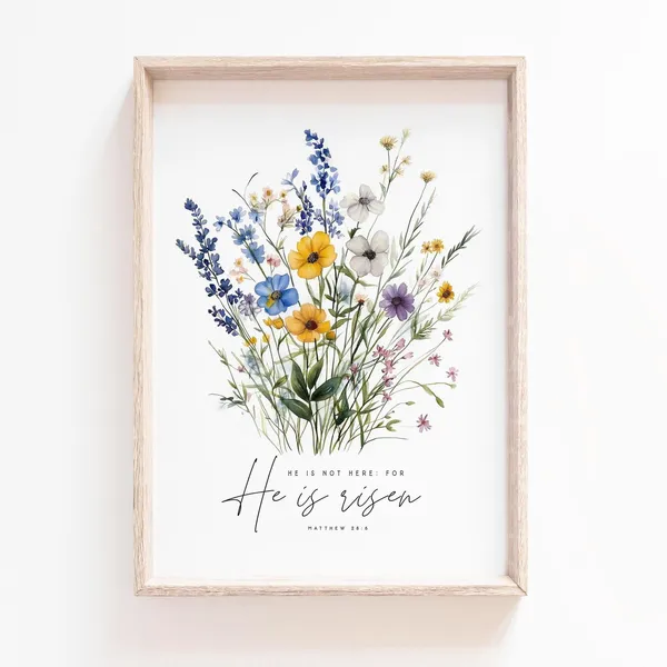 He Is Risen Matthew 286 Bible Verse Art Print