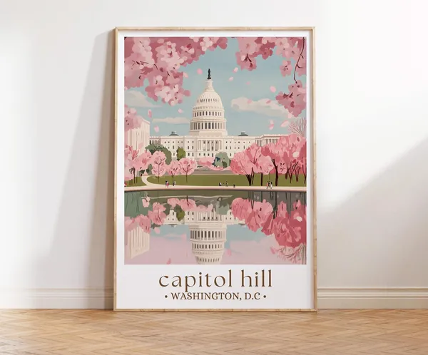 Capitol Hill Washington Cherry Blossom Art Print