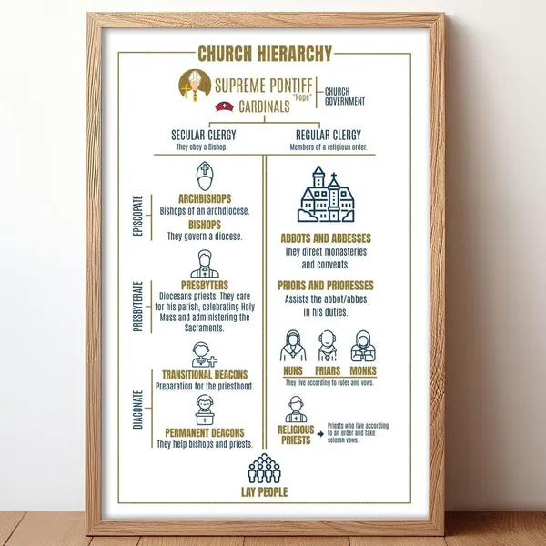 Catholic Church Hierarchy Poster, Ecclesiastical Order