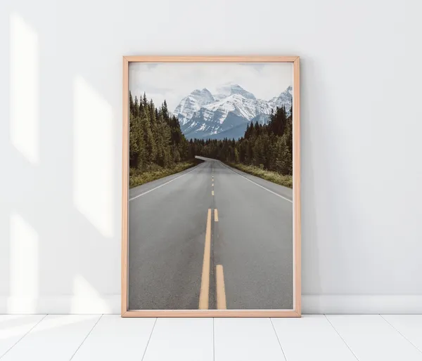 Highway Road Print, Forest Landscape Mountain Poster