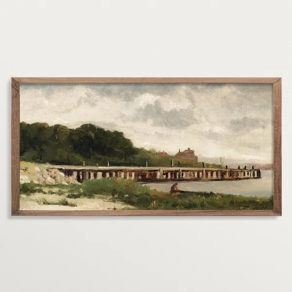 Lake House Panoramic Landscape Poster Print