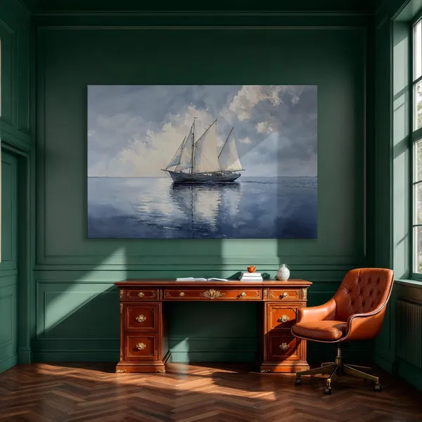 Seascape Nautical Decor Art Print, Sailboat