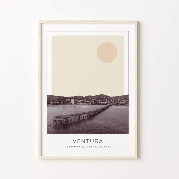 Ventura Minimalist Travel Poster, California USA