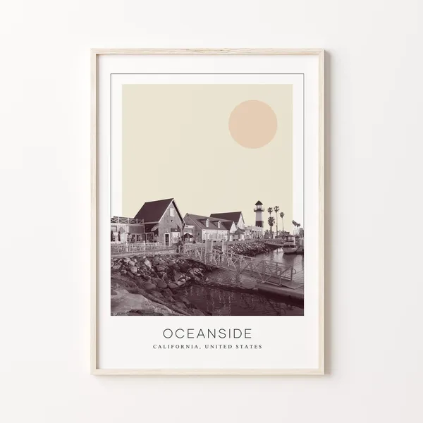Oceanside Minimalist Travel Poster, California