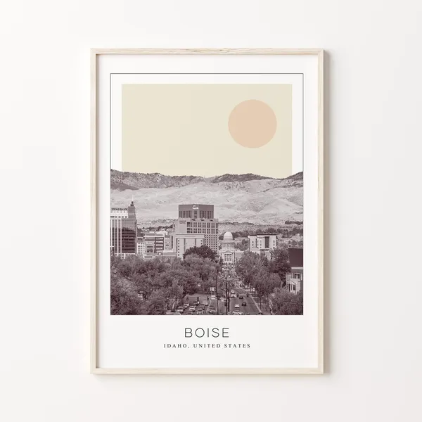 Boise Minimalist Travel Poster, Idaho Art Print