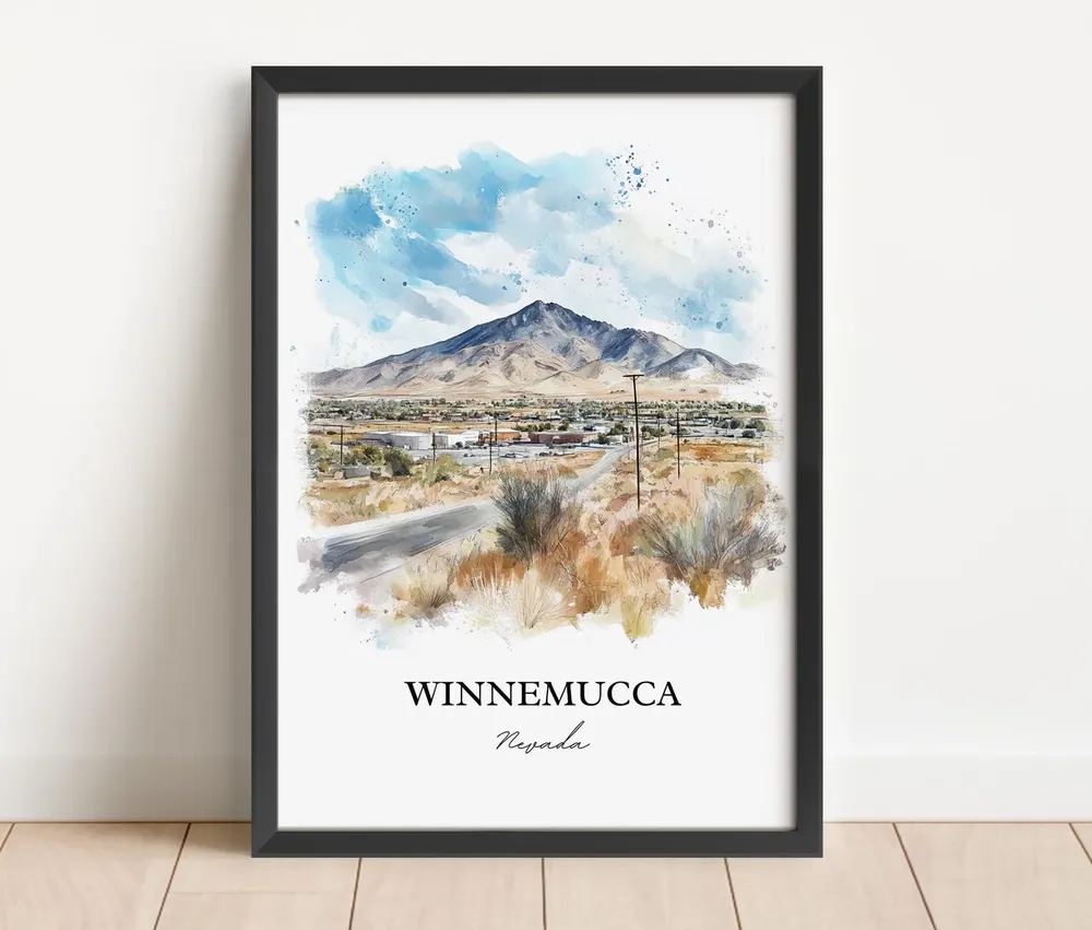 Winnemucca NV Watercolor Travel Poster, Nevada - Image 6
