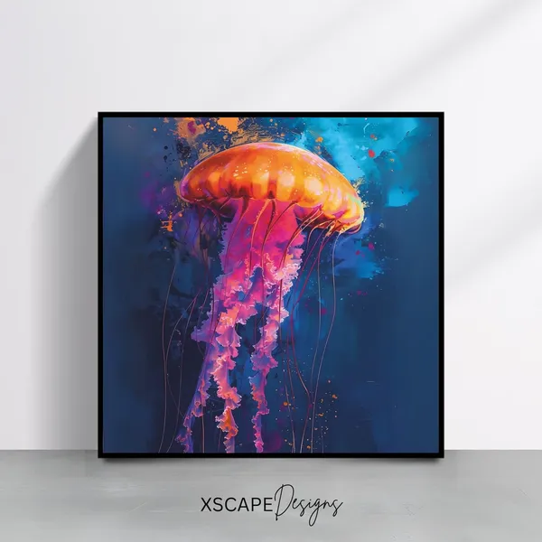 Jellyfish Abstract Ocean Art Print, Underwater Decor
