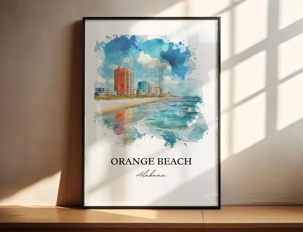 Orange Beach, AL Watercolor Travel Poster