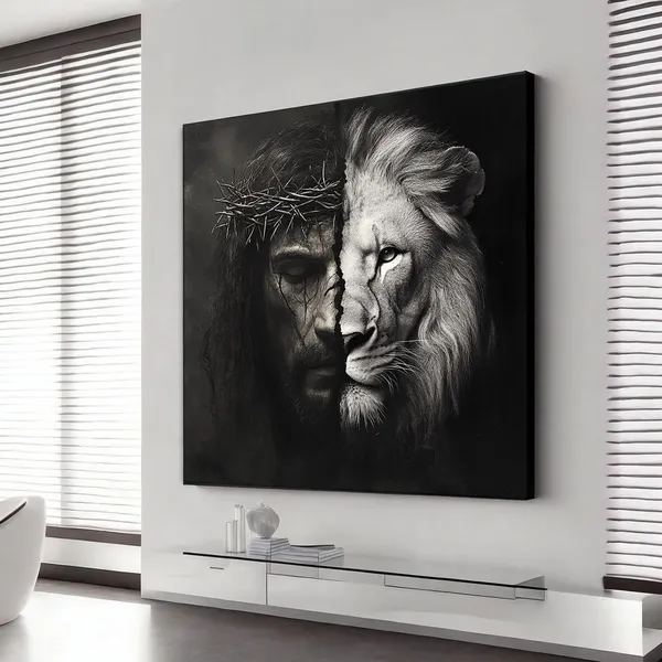 Jesus And Lion Christian Religious Portrait Art Print