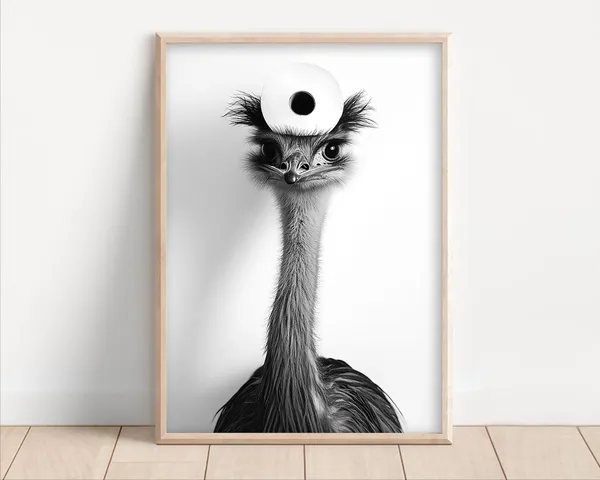 Emu With Toilet Paper Funny Bathroom Wall Art