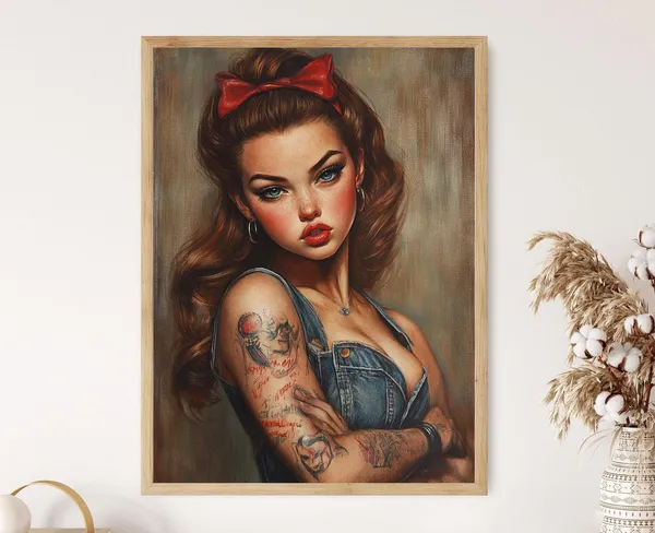 Vintage Rockabilly Pin Up Girl Music Art Print