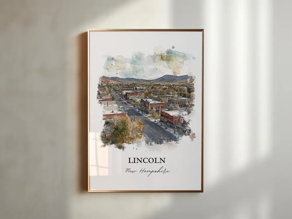 Lincoln NH Watercolor Travel Poster, White Mountains - Image 5