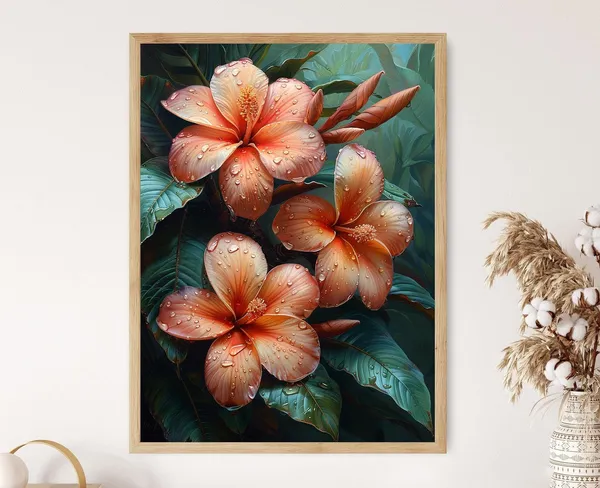 Delicate Plumeria Flower Art Print, Nature-Inspired Botanical