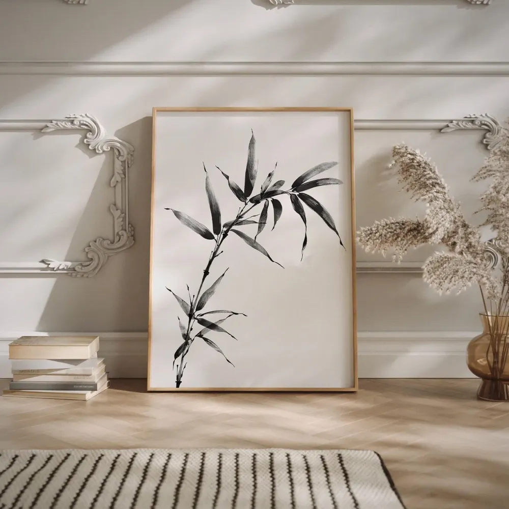 Minimalist Bamboo Japanese Ink, Japandi Zen Art Print - Image 2