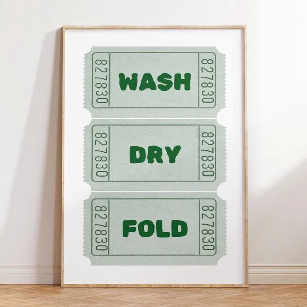 Laundry Wash Dry Fold Rules Poster Print