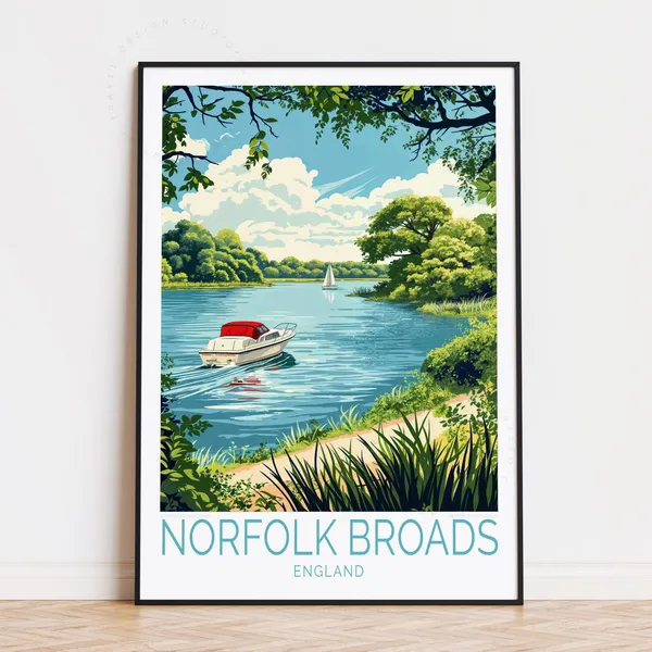 Norfolk Broads Travel Poster, England Park Print