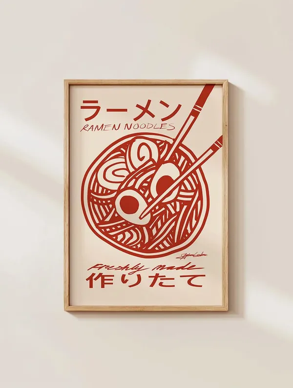 Ramen Kitchen Wall Decor Print, Vintage Minimalist