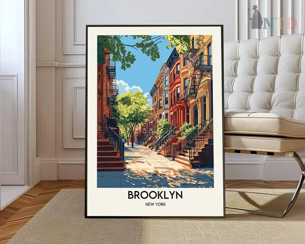 Brooklyn New York Travel Poster, Wall Art Print