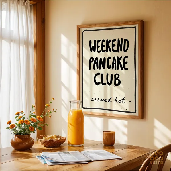 Weekend Pancake Club Poster, Cozy Kitchen Wall Art