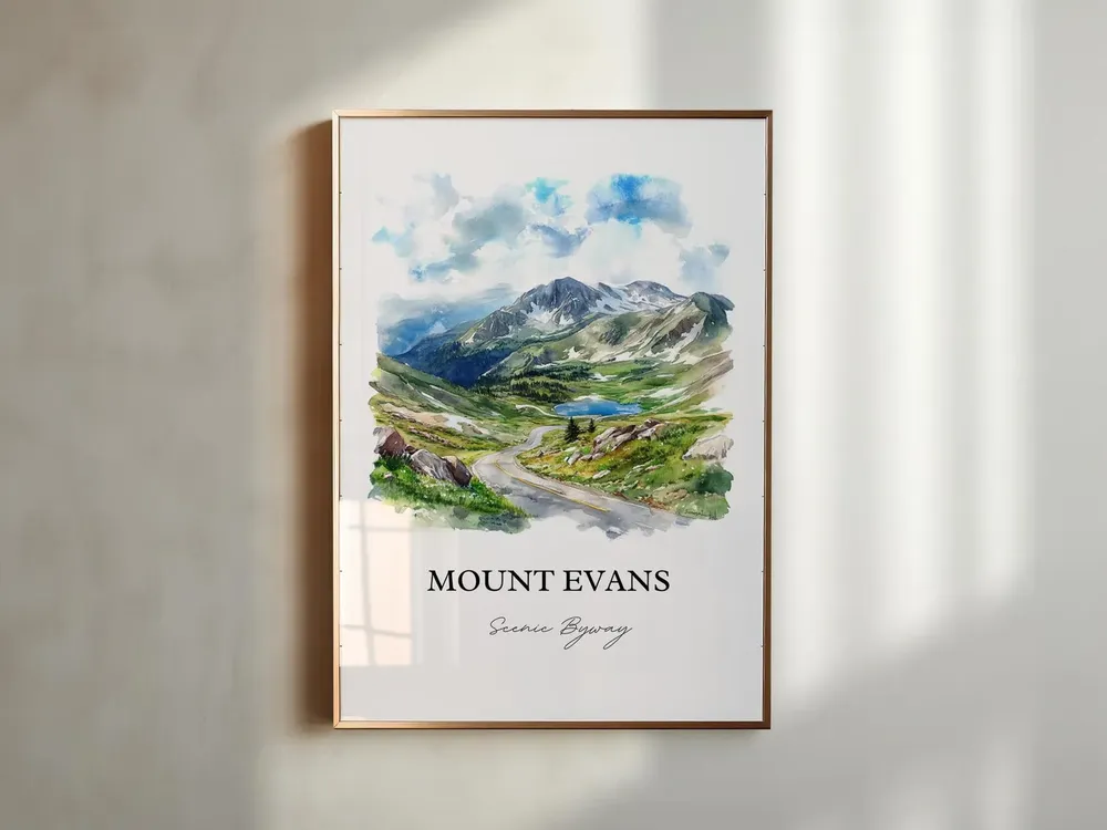 Mount Evans, Colorado Watercolor Travel Poster - Image 2