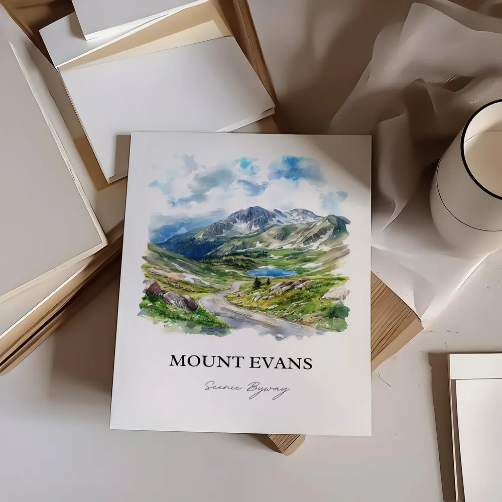 Mount Evans, Colorado Watercolor Travel Poster - Image 4