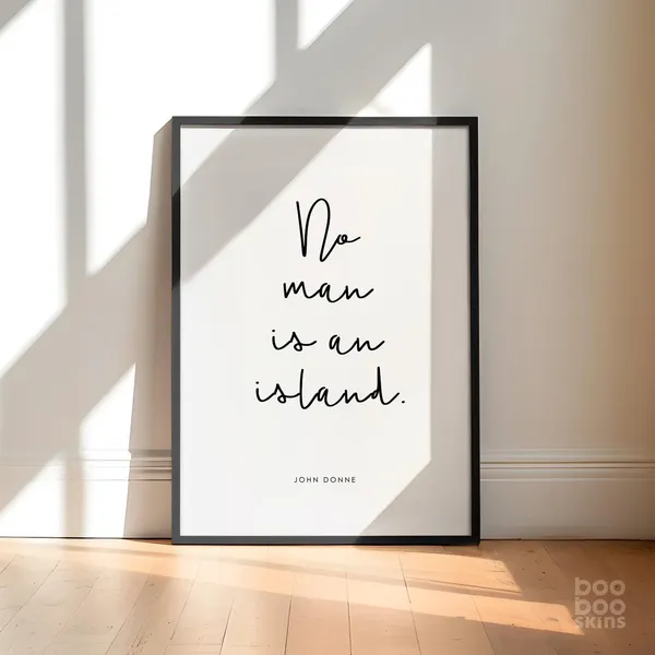 No Man Is An Island Quote Art Print, Literary Gift