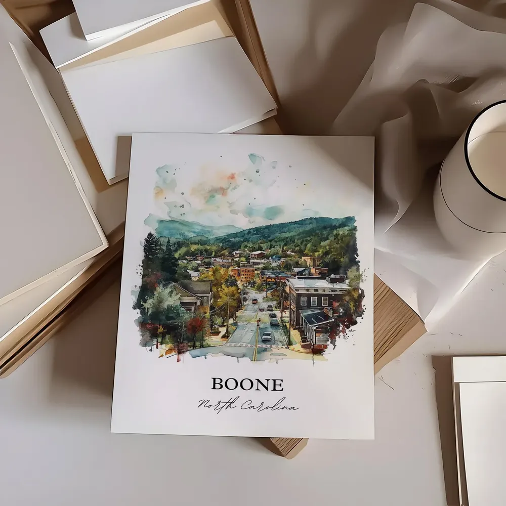 Boone NC Watercolor Travel Poster, North Carolina - Image 4