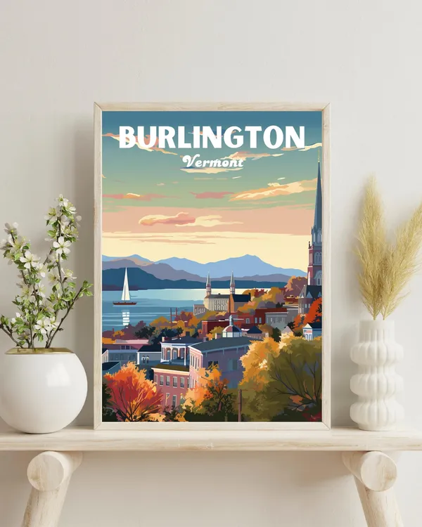 Burlington Vermont Travel Poster, Vermont Gift