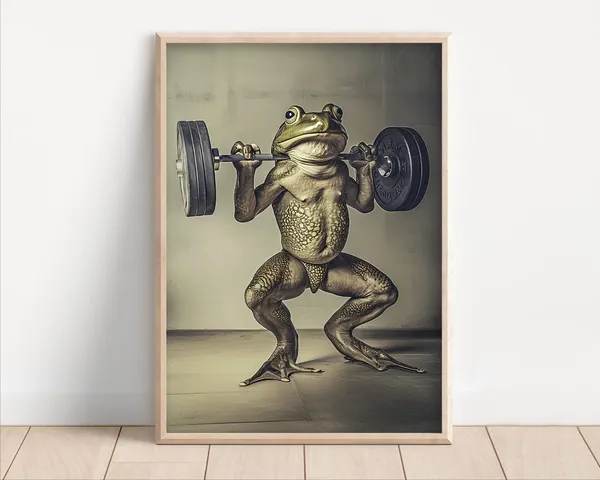 Frog Lifting Weights Funny Gym Wall Art Print