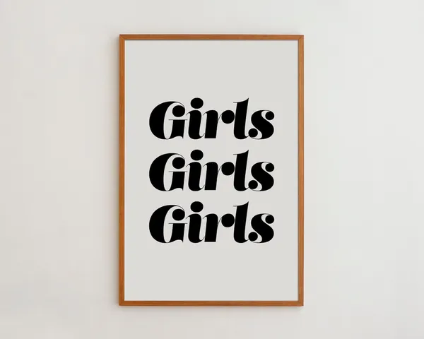 Girls Room Typography Art Print, Black And White Minimalist
