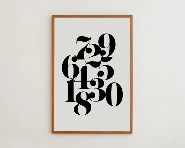 Numbers Print, Black and White Minimalist Art Print
