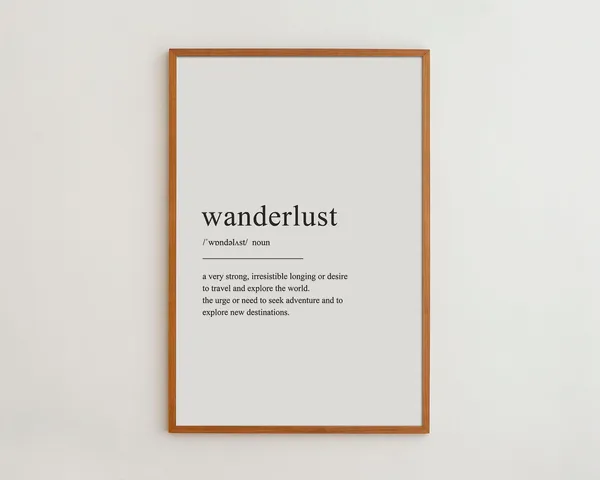 Wanderlust Definition Print, Black and White Typography