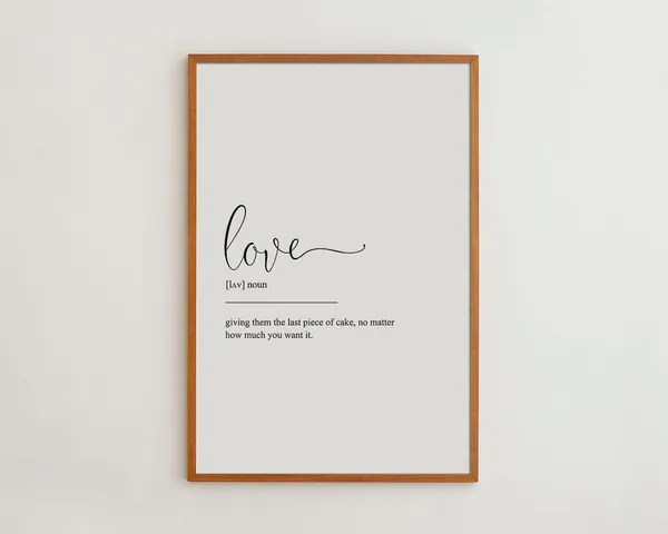Love Definition Black and White Art Print