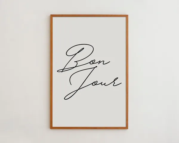 Bon Jour French Typography Art Print, Black And White