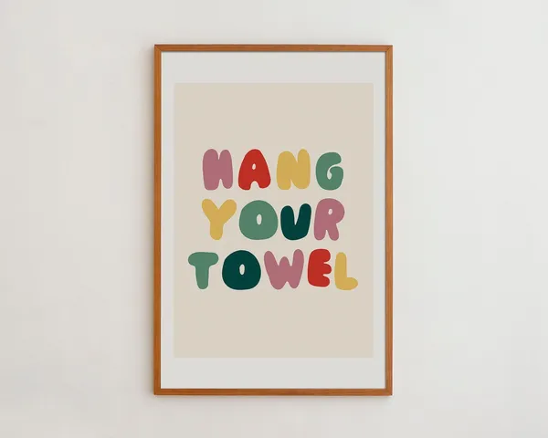 Hang Your Towel Typography Bathroom Poster for Kids