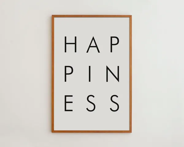 Happiness Typography Print, Modern Black And White