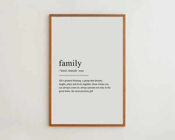 Family Definition Art Print, Black and White Poster