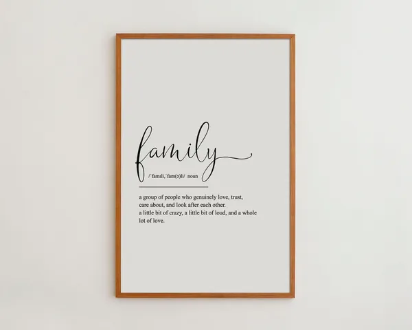 Family Definition Art Print, New Home Gift