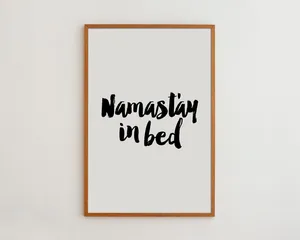 Namastay In Bed Art Print, Scandinavian Wall Art