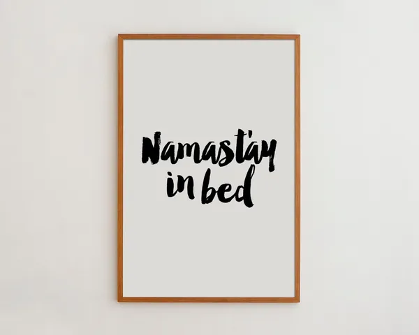 Namastay In Bed Art Print, Scandinavian Wall Art
