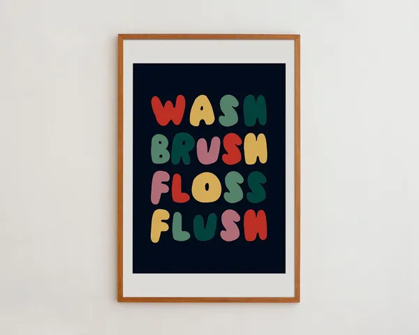 Funny Kids Hygiene Nursery Bathroom Wall Art Print