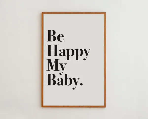 Be Happy My Baby Typography Art Print, Nursery Decor