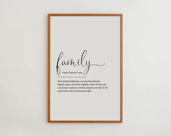 Family Definition Black and White Art Print