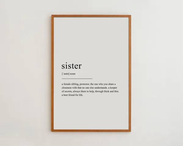 Sister Definition Print, Minimalist Typography Art