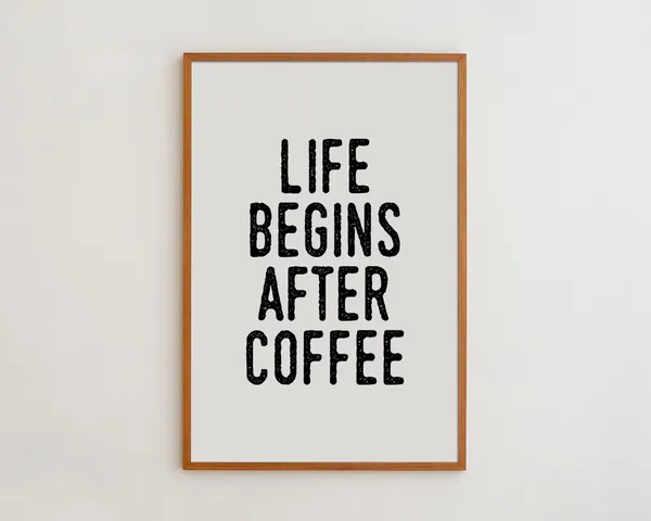 Life Begins After Coffee Black White Typography Print