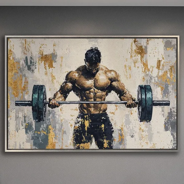 Muscular Man Lifting Weights, Fitness Wall Art Print