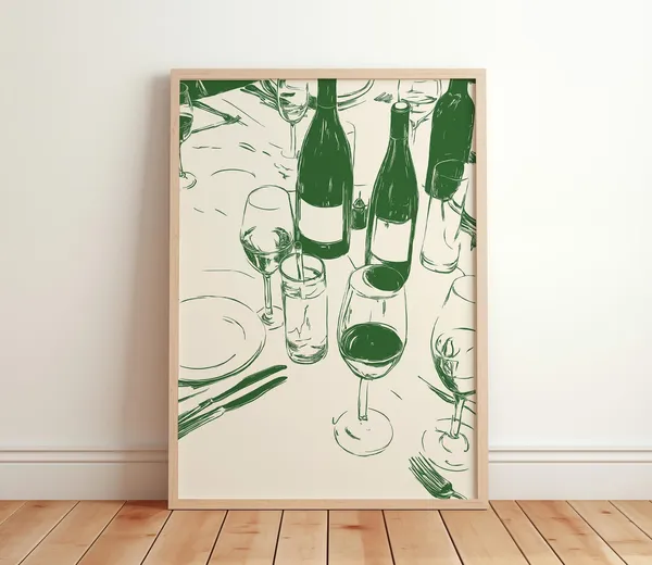 Dinner Party Retro Food Poster, Kitchen Dining Decor