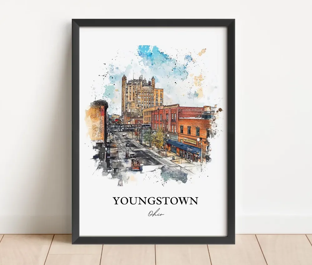 Youngstown OH Watercolor Travel Poster Art Print - Image 3