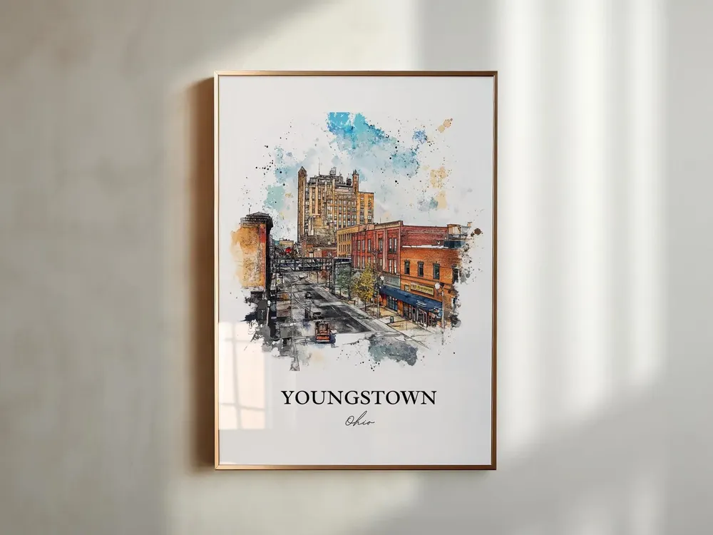 Youngstown OH Watercolor Travel Poster Art Print - Image 5